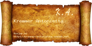 Kremmer Antonietta névjegykártya